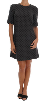 Dolce & Gabbana Gray Polka Dotted Wool Stretch Dress -   -  Dolce & Gabbana.